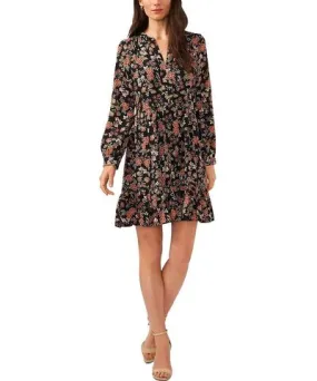 Vince Camuto Womens Floral Print Mini Fit & Flare Dress