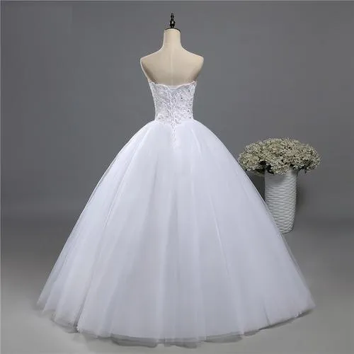 White Ivory Plus Size Formal Sweetheart Wedding Dress with Fashion Beads