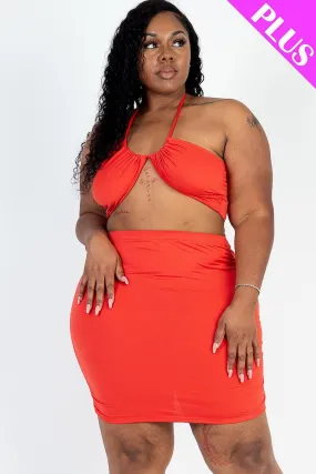 Wholesale Plus Size Halter Mini Skirt Set