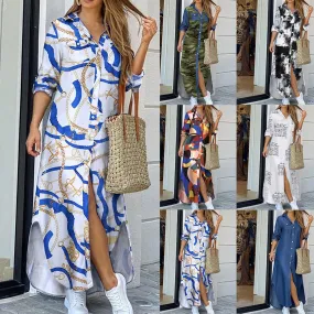 Women Elegant Casual Long Sleeve Maxi Dress .