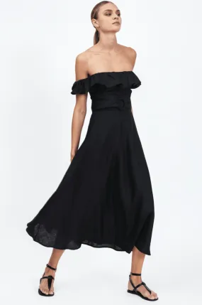 Zoe Linen Maxi Dress in Black